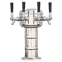 Chrome 4 Faucet Mini-Mushroom Draft Beer Tower - 4 Inch Column