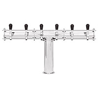 Stainless Steel Terra-6 6 Faucet Draft Beer Tower - 3.3 Inch Column - Glycol Cooled