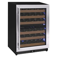 Reserva Series 51 Bottle Dual Zone Undercounter Wine Refrigerator Cooler with Stainless Steel Door - Right Hinge