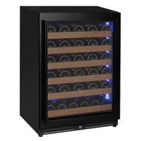 Reserva Series - 51 Bottle Single Zone Built-in Luxury Wine Refrigerator with Black Door - Right Hinge