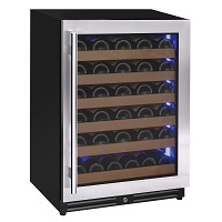 Reserva Series 51 Bottle Single Zone Built-in Luxury Wine Refrigerator with Stainless Steel Door - Right Hinge