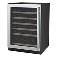 FlexCount Series 56 Bottle Single Zone Built-in Wine Cooler Refrigerator with Stainless Steel Door - Left Hinge