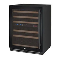 FlexCount Series 56 Bottle Dual Zone Undercounter Wine Refrigerator with Black Door - Left Hinge