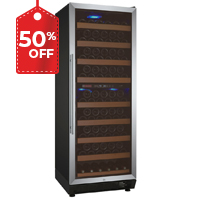 Vite Series 99 Bottle Dual Zone Freestanding Wine Cooler Refrigerator with Stainless Steel Door - Right Hinge