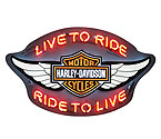 Harley-Davidson&reg; HDL-15401 - Winged Bar & Shield Live to Ride, Ride to Live Neon Sign