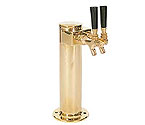 D4743SGBR Polished Brass Air Cooled Dual Faucet Shotgun Style Beer Tower- 3 Inch Column