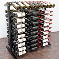 Free Standing 180 Bottle Island Display Wine Rack - Satin Black Finish