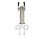 Chrome ABS Plastic Dual Faucet Draft Beer Tower - 3-Inch Column
