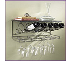 Wrought Iron Hanging Wine Glass & Bottle Rack