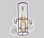 Wrought Iron Wine & Glass Caddy (Set of 4)