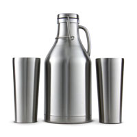Stainless Steel Growler with 4 Stainless Steel Pint Glasses