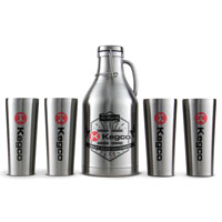 Stainless Steel Growler with 4 Stainless Steel Pint Glasses