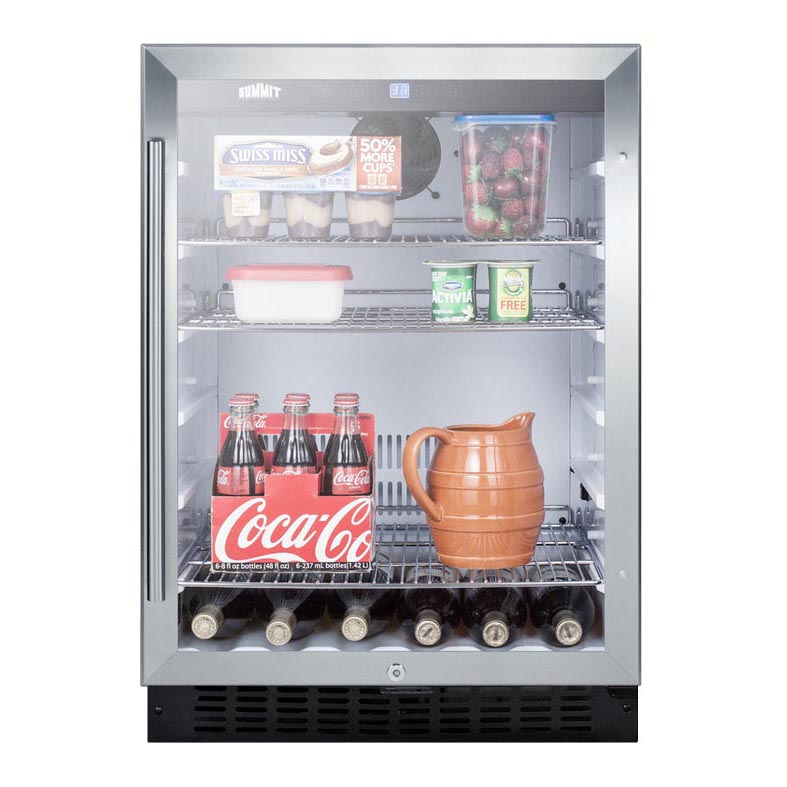 Summit SCR2464 Glass Door All Refrigerator 4.86 cf Stainless Steel