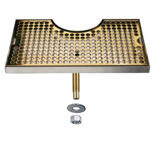 Photo of 14 inch Surface Mount - 4 inch Column Cut-Out - PVD Brass Grill/SS Tray w/Drain