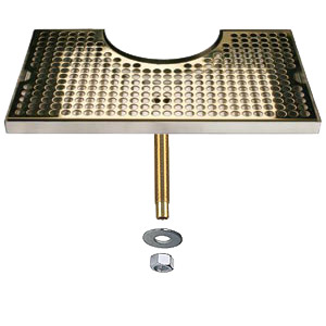 Photo of Surface Mount - 3 inch Column Cut-Out - PVD Brass Grill/SS Tray w/Drain