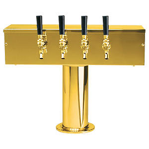 Photo of PVD Brass Four Faucet T-Style Draft Tower - 4 Inch Column