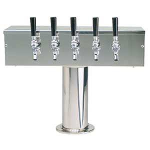 Photo of Stainless Steel Five Faucet T-Style Draft Tower - 4 Inch Column