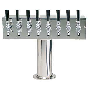 Photo of Stainless Steel Eight Faucet T-Style Draft Tower - 4 Inch Column - Glycol Cooled