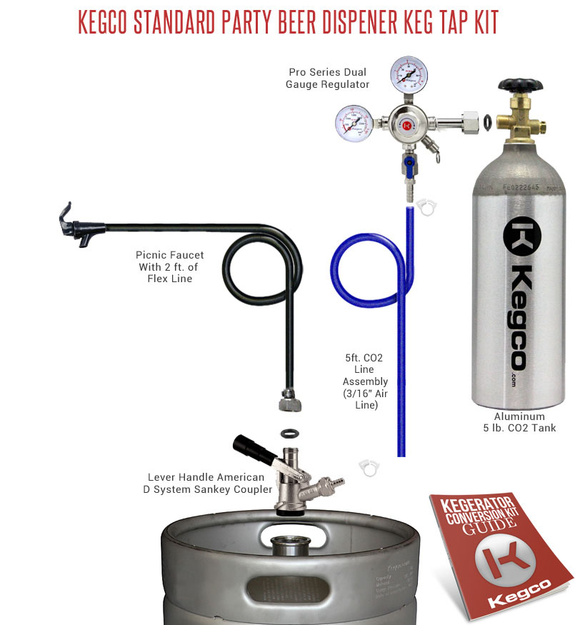 Sankey D Portable Party Keg Kit – CO2 Regulator, Picnic Tap, And Tank – Star Beverage Supply