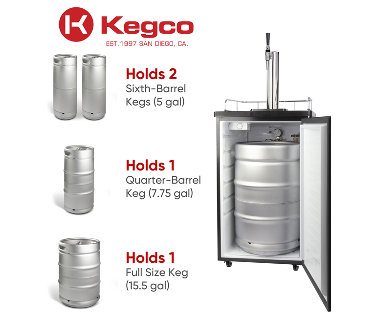 Single faucet keg configuration for kegerators