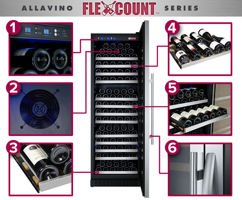 Allavino Flexcount Series Wine Refigerators - Holds Every type of bottle without having to take out shelves