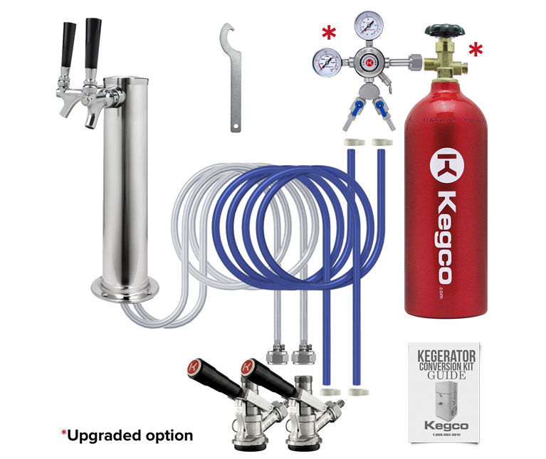 Dual faucet keg configuration for kegerators