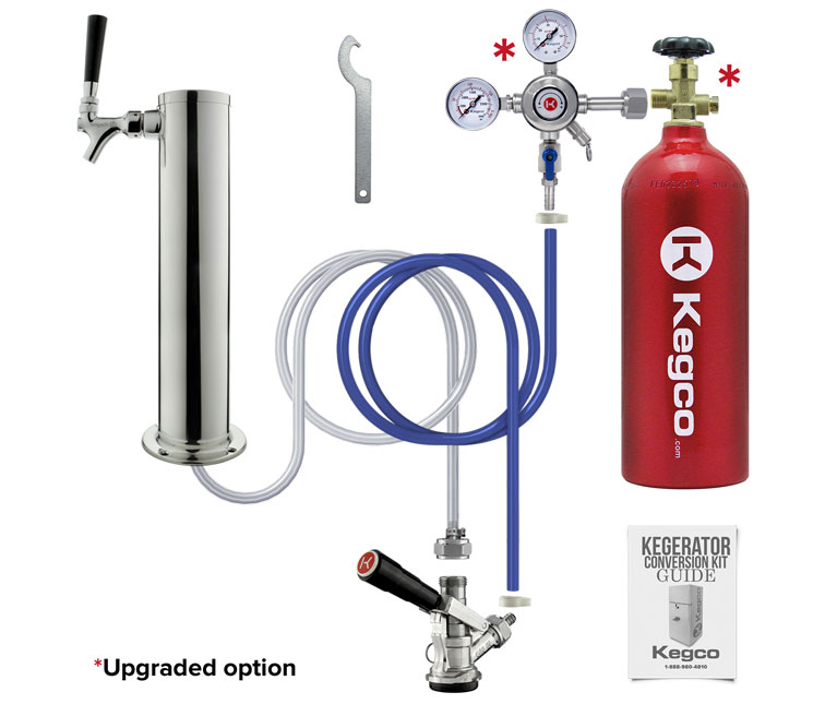 Single faucet keg configuration for kegerators