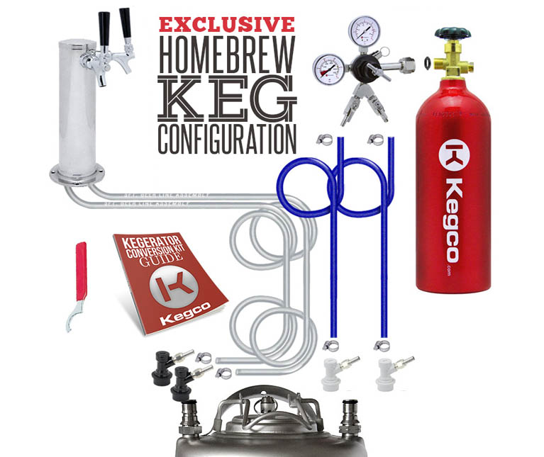 Dual faucet keg configuration for kegerators