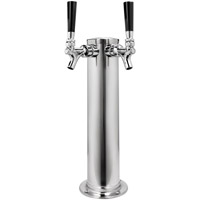 Chrome Plated Metal Dual Faucet Draft Beer Tower - 3-Inch Column