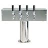 Stainless Steel Four Faucet T-Style Draft Tower - 4 Inch Column