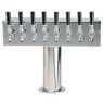 Stainless Steel Eight Faucet T-Style Draft Tower - 4 Inch Column - Glycol Cooled