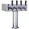 Polished Stainless Steel T-Style 4 Faucet Tower - 3 Inch Column