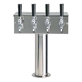 Photo of Glycol Cooled Stainless Steel Four Faucet T Style Draft Tower - 3 Inch Column