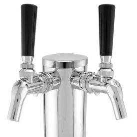 Kegco Double Tap Stainless Steel Draft Beer Tower with Perlick Dual Faucets