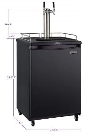 Kegco KOM163B-2 Dual Faucet Commercial Grade Digital Kombucha Kegerator - Black