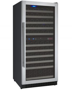 Photo of 24 inch Wide FlexCount II Tru-Vino 121 Bottle Dual Zone Stainless Steel Right Hinge Wine Refrigerator