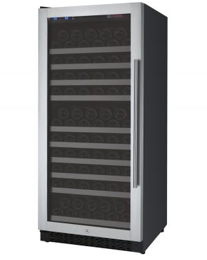 Photo of 24 inch Wide FlexCount Series 128 Bottle Single Zone Stainless Steel Left Hinge Wine Refrigerator