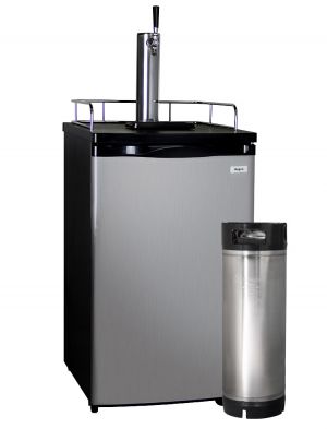 Photo of Kegco Homebrew Kegerator with Black Cabinet and Stainless Steel Door
