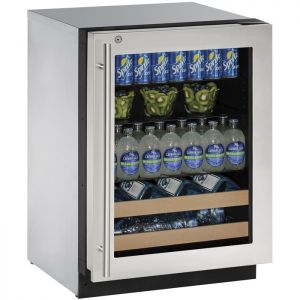 Photo of Inventory Clearance - U-Line 2224BEVS-15B 24 inch Luxury Built-In Beverage Center - Stainless Steel Trimmed Glass Door - Left Hinge