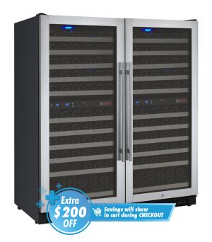 Photo of FlexCount Series 242 Bottle Four Zone Built-in Side-by-Side Wine Refrigerators with Stainless Steel doors