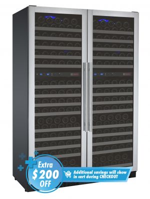 Photo of FlexCount Series 344 Bottle Four-Zone Tall Side-by-Side Wine Refrigerators with Stainless Steel Doors
