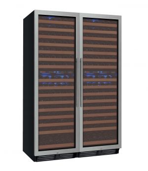 Photo of 48 inch Wide FlexCount Series 344 Bottle Four Zone Stainless Steel Side-by-Side Wine Refrigerator