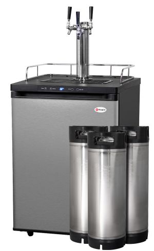 Photo of Kegco Triple Tap Faucet Home-Brew Kegerator with 5 Gallon Kegs - Black Matte Cabinet and Stainless Steel Door