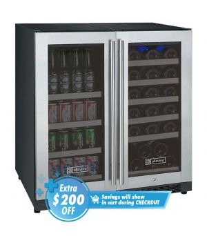 Photo of FlexCount Series 30 Bottle/88 Can Dual Zone Side-by-Side Wine Refrigerator/Beverage Center with Stainless Steel Doors