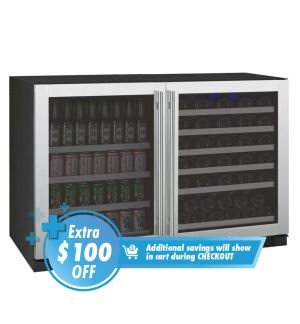 Photo of FlexCount Series 56 Bottle/154 Can Dual Zone Side-by-Side Wine Refrigerator/Beverage Center with Stainless Steel Doors