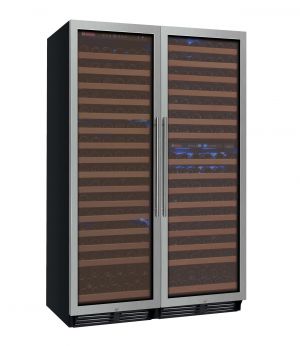Photo of 48 inch Wide FlexCount Classic 346 Bottle Three Zone Stainless Steel Side-by-Side Wine Refrigerator