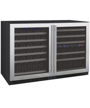 Photo of 47 inch Wide FlexCount Series 112 Bottle Three Zone Stainless Steel Side-by-Side Wine Refrigerator