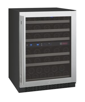 Photo of FlexCount Series 56 Bottle Dual Zone Built-In Wine Refrigerator with Stainless Steel Door - Right Hinge