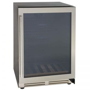 Photo of 24 inch Designer Series Beverage Cooler - Black Cabinet and Stainless Steel Frame Glass Door
