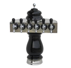 Photo of Silva Ceramic Six Faucet Draft Beer Tower - Black with Chrome Accents
